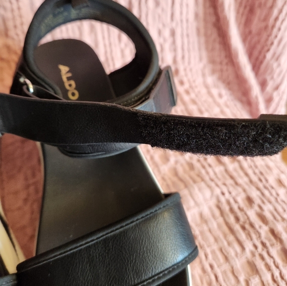 Aldo Zarella Black And White Thick Sole Round Toe Sandal Women's Size  8M - Picture 7 of 10